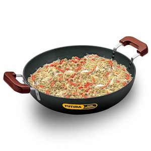 Hawkins Futura Deep Fry Pan, Non Stick Kadai, Flat Bottom Kadhai, work on both Gas + Induction, without lid