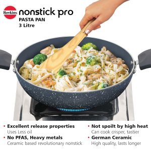 Hawkins Ceramic Nonstick Pasta Pan with Glass Lid, Induction and Gas Compatible