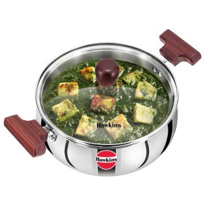 Hawkins Triply Stainless Steel Cook n Serve Handi with Glass Lid | Induction and Gas Compatible